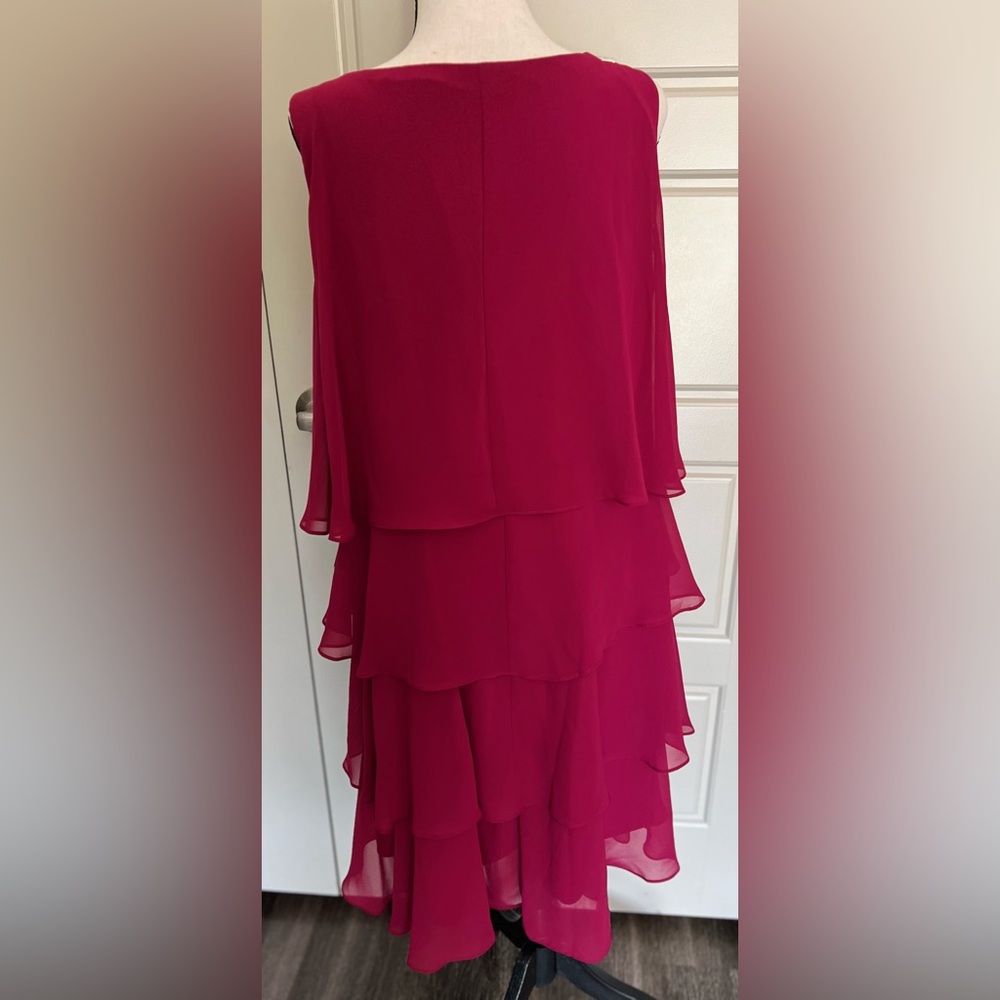 Elegant Raspberry Layered Dress - Picture 5 of 6